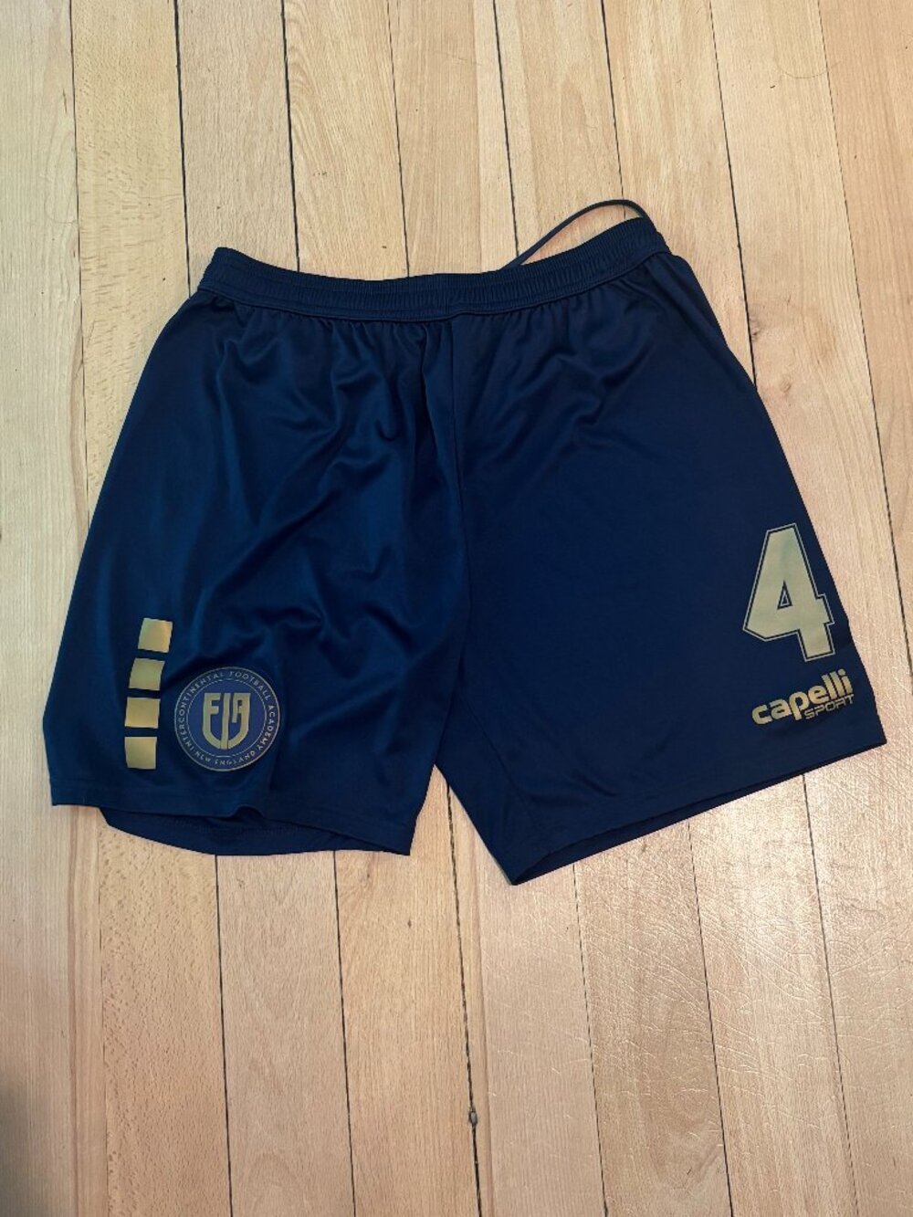 Dark blue capelli brand soccer shorts.